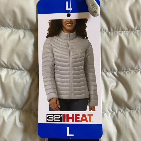 32 Degrees Heat Down Jacket, 650 Fill Power, Quilt Lines, Gray, Large, NWT - Picture 5 of 15